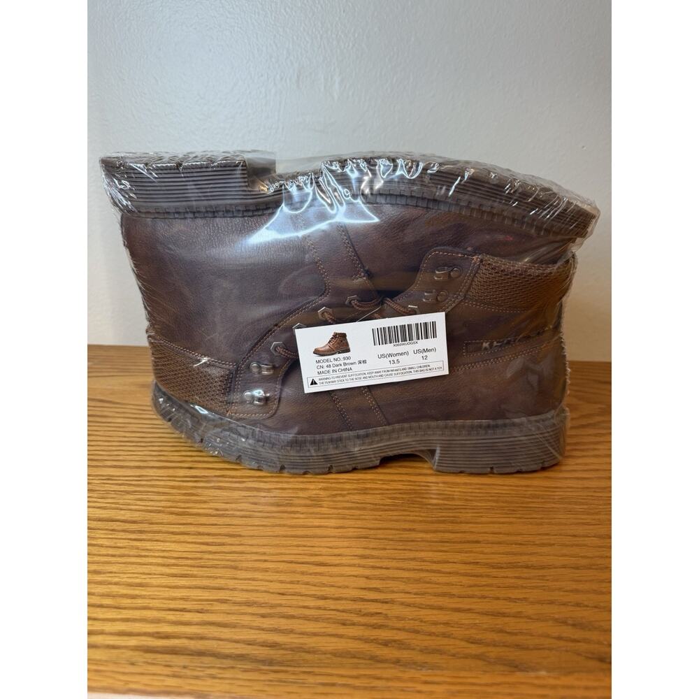 Kelodon Ankle Boots Model 930 Dark Brown Leather Lace-Up Safety Toe NEW M Sz 12